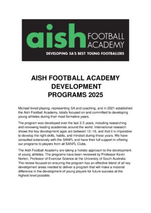 AISH FOOTBALL ACADEMY (Elite Programs 2025) - Sturt Football Club