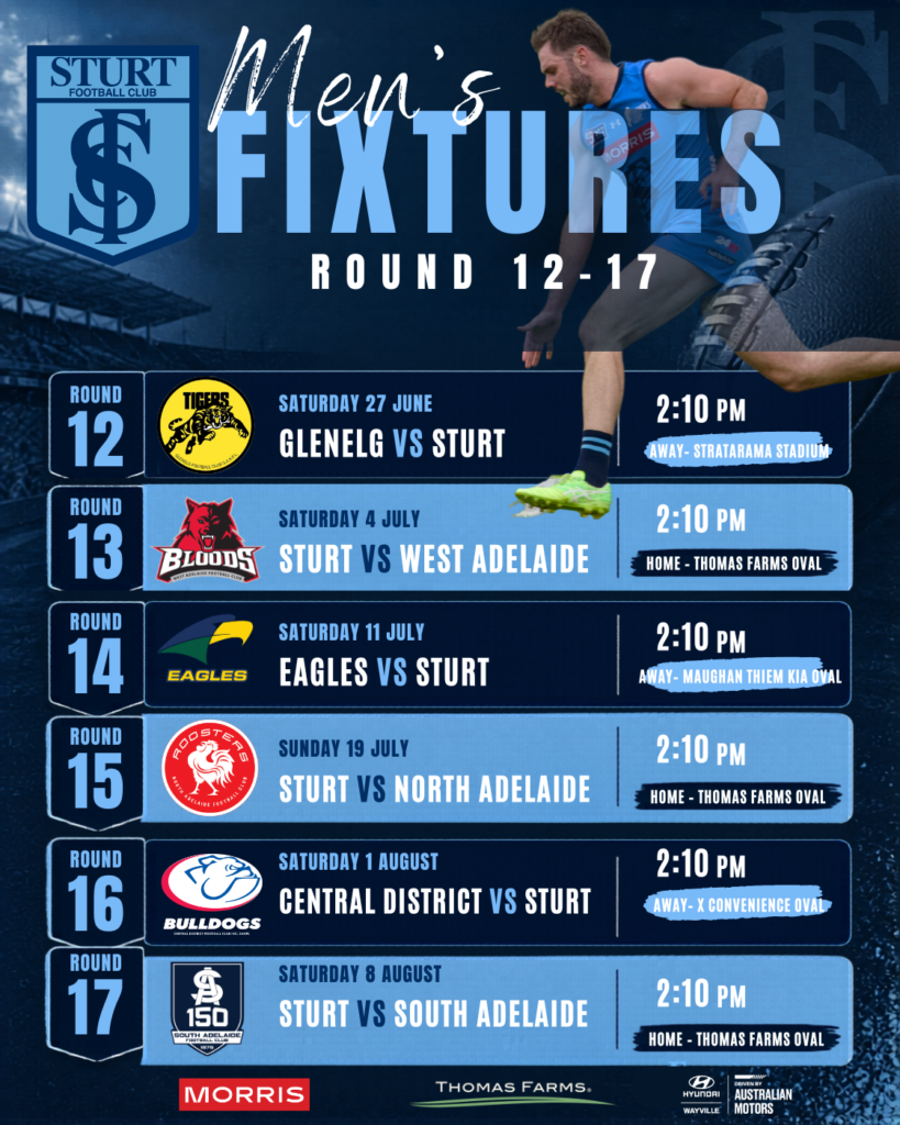 Men's Fixtures - Rd 12 - 17